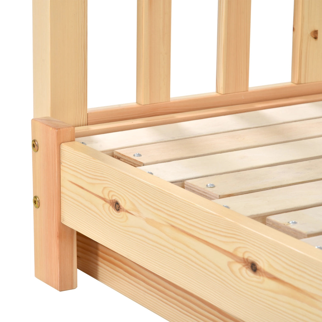OKWISH Letto a Casetta 200×90 cm e 200×180 cm, Letto Matrimoniale estensibile con Sponde 3 Lati e Struttura a Casa, senza Materasso