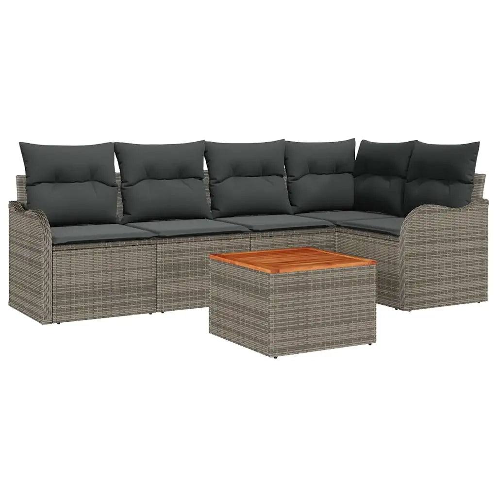 Set Divano da Giardino 6 pcs Grigio polyrattan 3356123