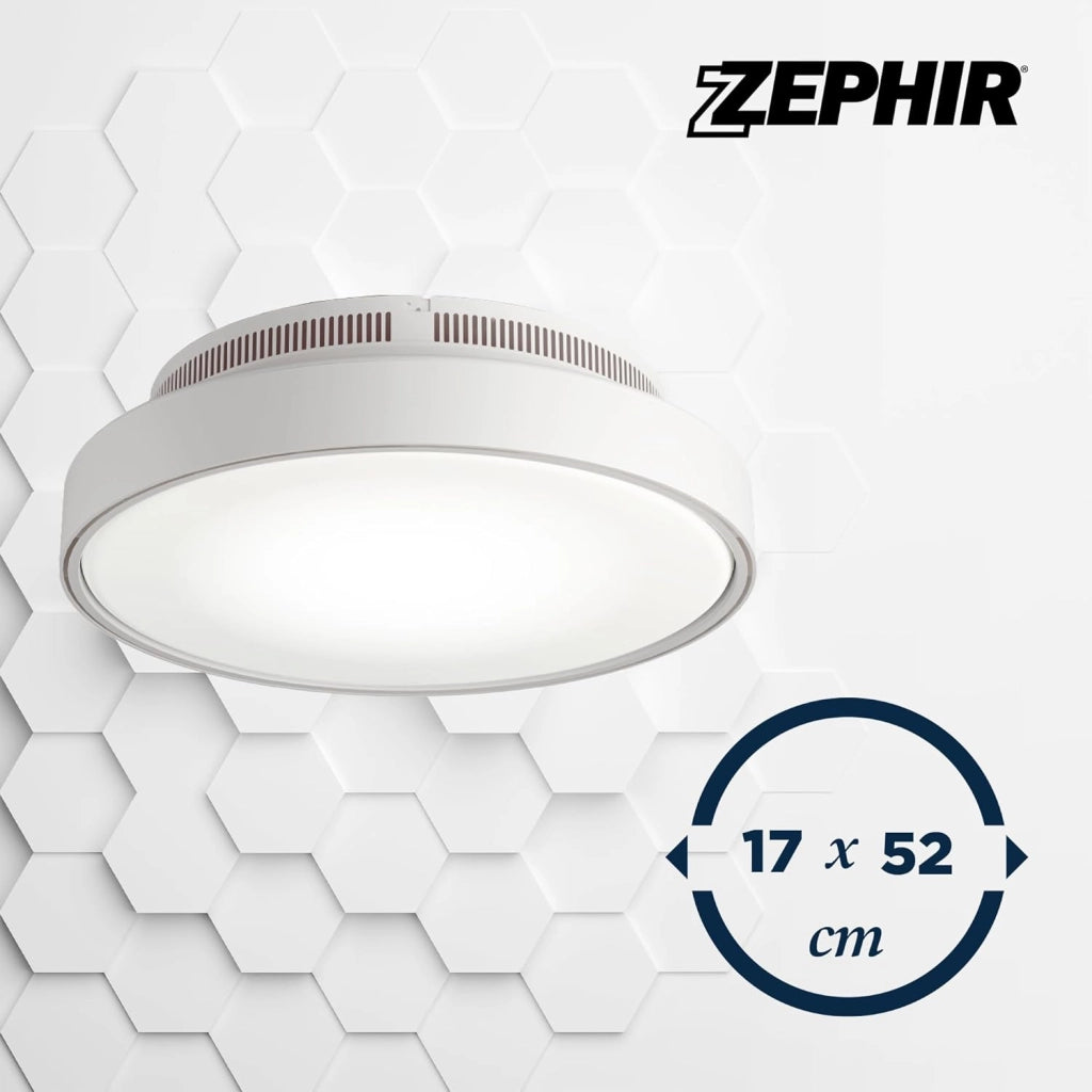 Ventilatore Plafoniera LED Zephir ZVP5 Senza Pale 52 cm Bianco, 5600 Lumen, Luce CCT Dimmerabile 3000K-6500K, Motore DC 6 Velocità