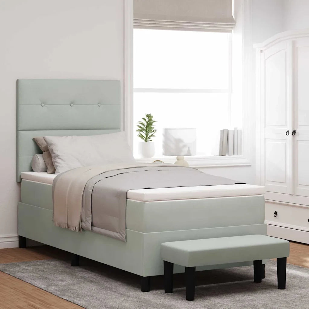 Letto a molle con materasso Grigio chiaro 90 x 200 cm Velluto