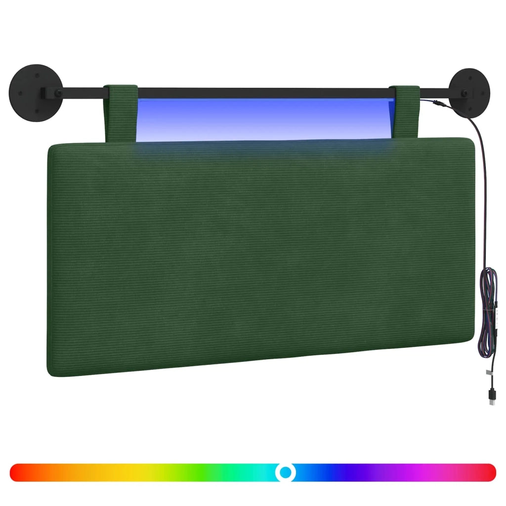 Testiera sospesa Con luce LED Verde Giungla Tessuto in Cords 3424277