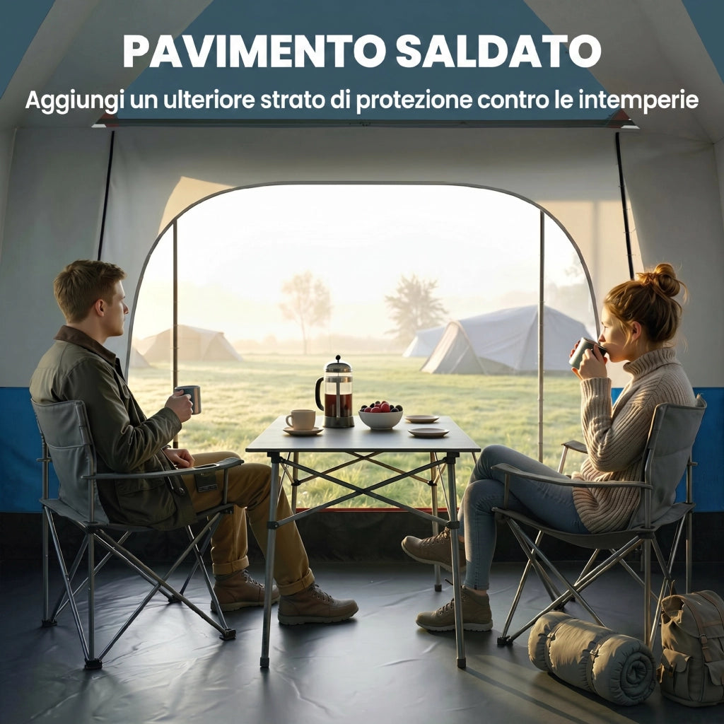 Tenda da Campeggio 4 Persone ¨C Xylo ¨C 2 Stanze Veranda Impermeabile UPF 30+ Blu