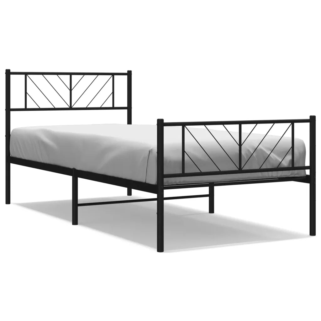 Giroletto con Testiera e Pediera-Struttura Letto Metallo Nero 100x200 cm 396390