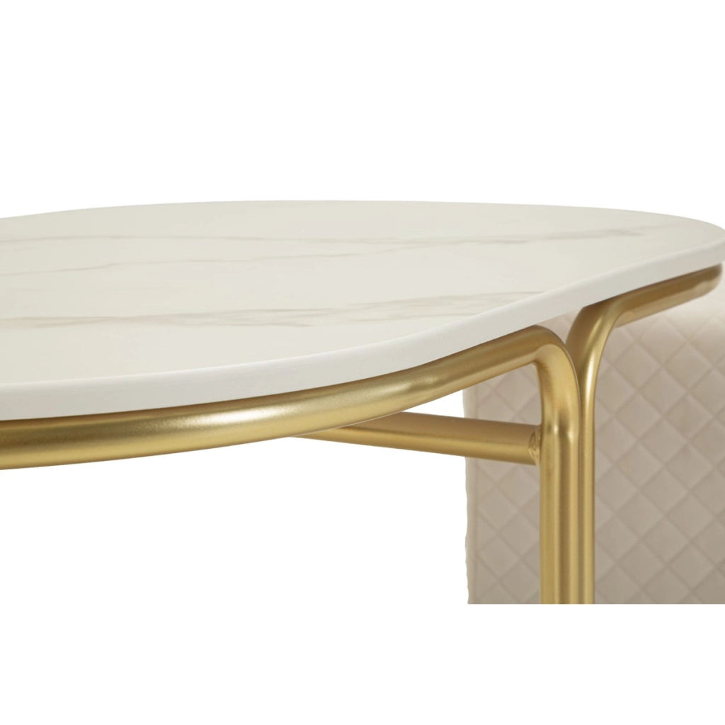 Set tavolo da caffe' con due pouf Relax oro