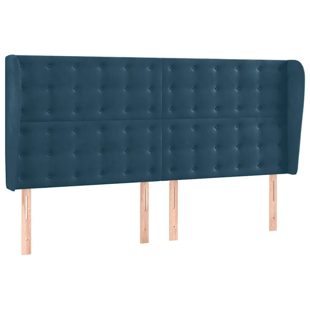 Testiera ad Orecchio-Testata con Orecchie Blu Scuro 163x23x118/128 cm in Velluto 824463