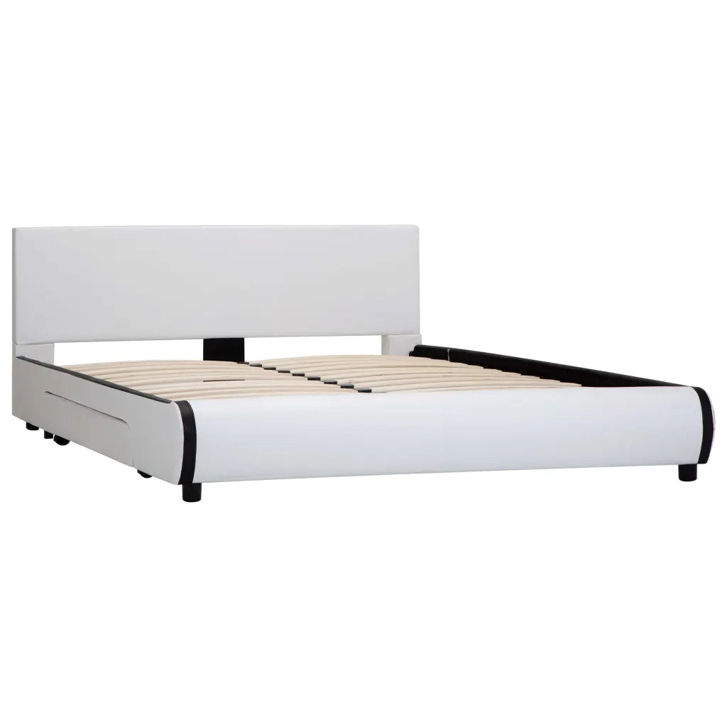 Giroletto con Cassetti Bianco in Similpelle 140x200 cm 284945