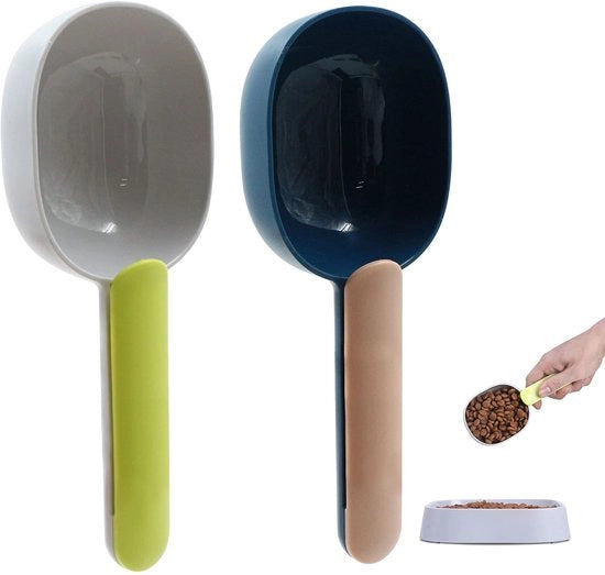 Emmer per Cibo Animale - Manubrio con Clip - Abitudini Alimentari Salutevoli - Verde - Cucchiaio per Cibo - Adatto per Cane e Gatto - 2 Pezzi