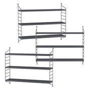 Set di 3 Scaffali da Parete Strängnäs a 3 Ripiani Regolabili  50 x 60 x 15 cm Acciaio Grigio scuro [en.casa]