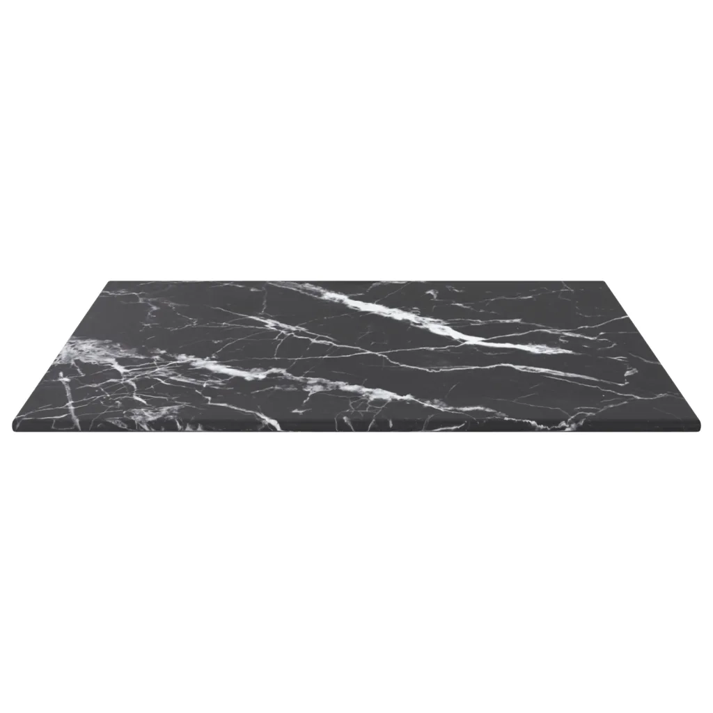 Piano Tavolo | Superficie Tavolo | Piano Scrivania Nero 40x40 cm 6 mm Vetro Temperato Design Marmo