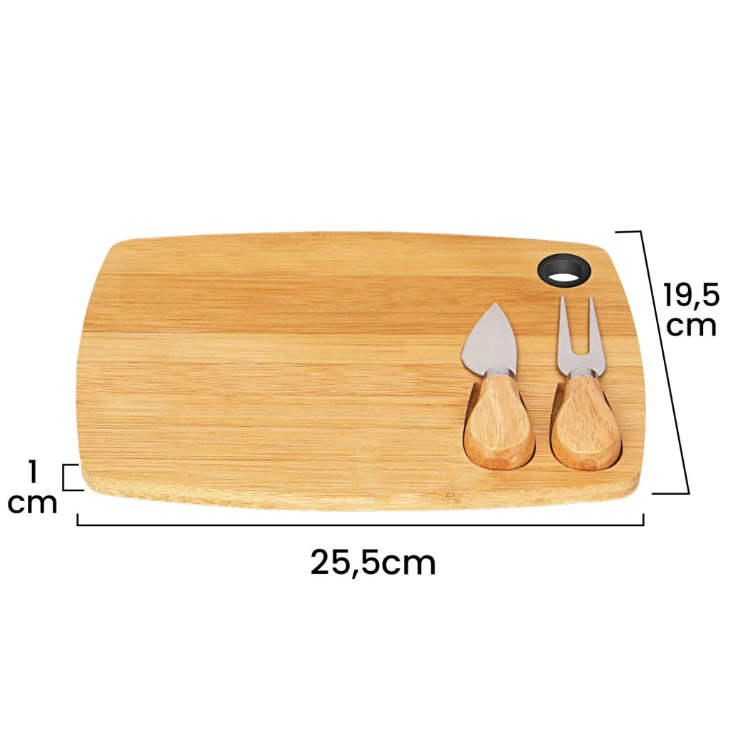 Tagliere per formaggi 3 pezzi in Bambù Naturale Ultra Pratico Elegante e Resistente Marrone chiaro Cheffinger