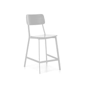 Sgabello Woody in Legno e Metallo Bianco - Design Minimalista Ispirato allo Stile School per Arredo Interno Moderno - Prodotto Bianco
