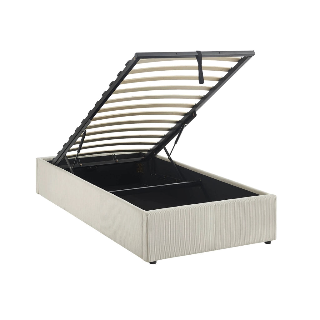 struttura letto con contenitore e rete a doghe 90x190cm, imbottita