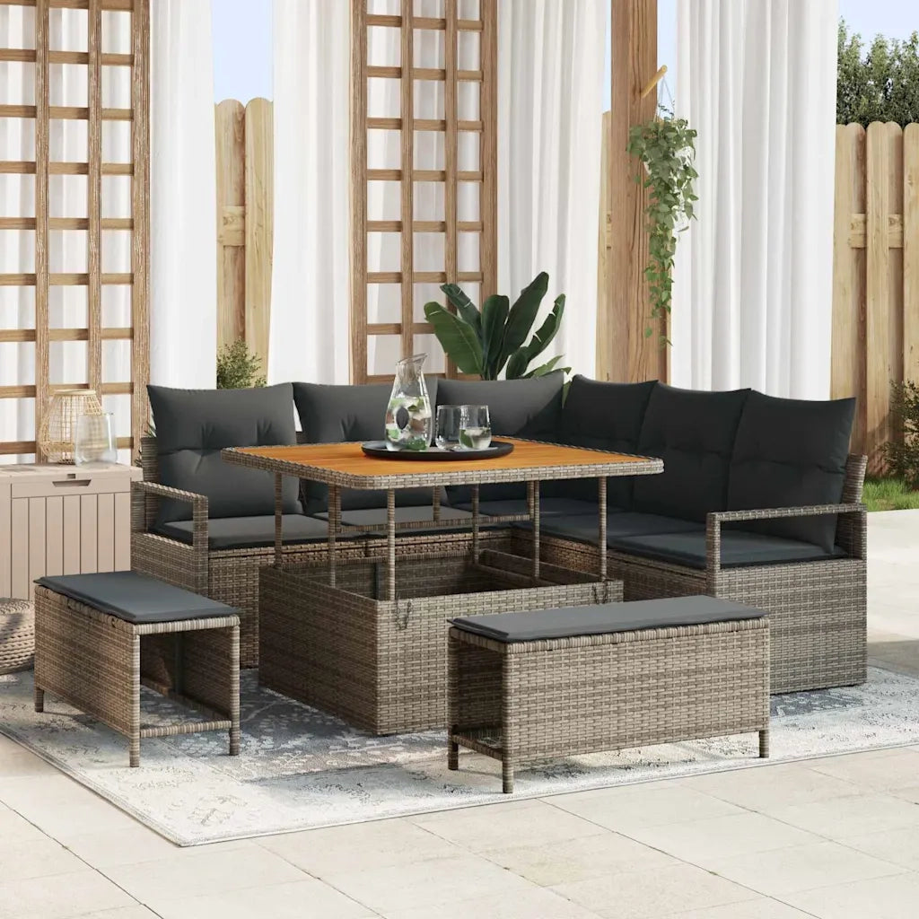 Set Divano da Giardino con cuscino 8 pcs Grigio 3364468