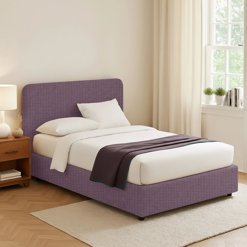 Bury, Letto Matrimoniale Sfoderabile Made in Italy, Viola Lilla