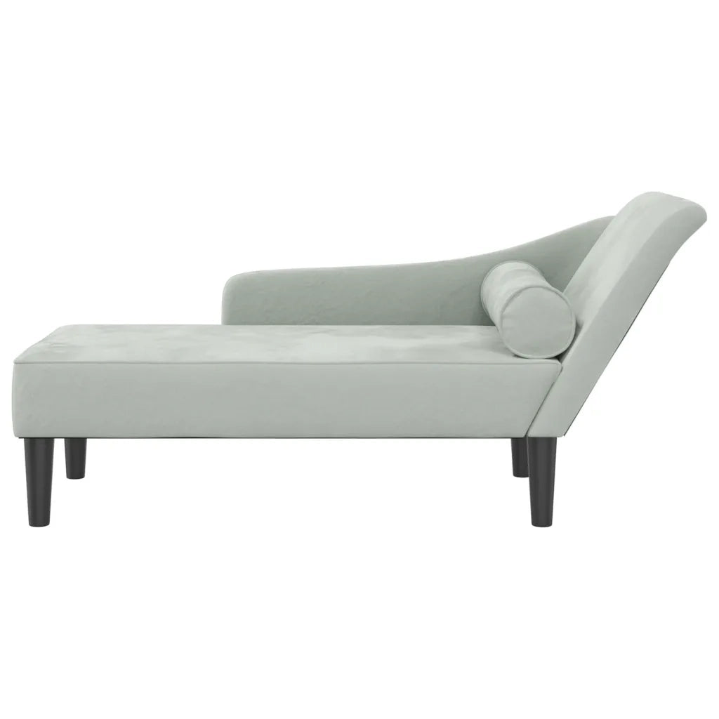 Chaise Longue con Cuscini Grigio Chiaro in Velluto 4007588