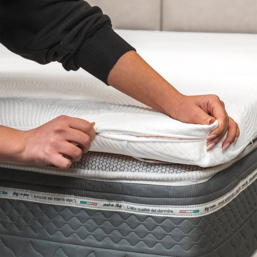 Topper Memory Foam 170x190 - alto 7 cm, a portanza differenziata, sfoderabile | One H7