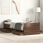 Giroletto con Testiera e Pediera-Struttura Letto Rovere Marrone 90x200 cm