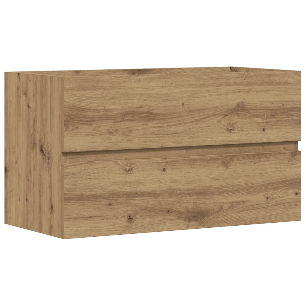 Mobiletto sottolavabo spazioso e pratico 90 x 38 x 45 cm in legno di rovere composito finitura artigianale 02_0050823