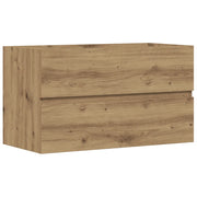 Mobiletto sottolavabo spazioso e pratico 90 x 38 x 45 cm in legno di rovere composito finitura artigianale 02_0050823