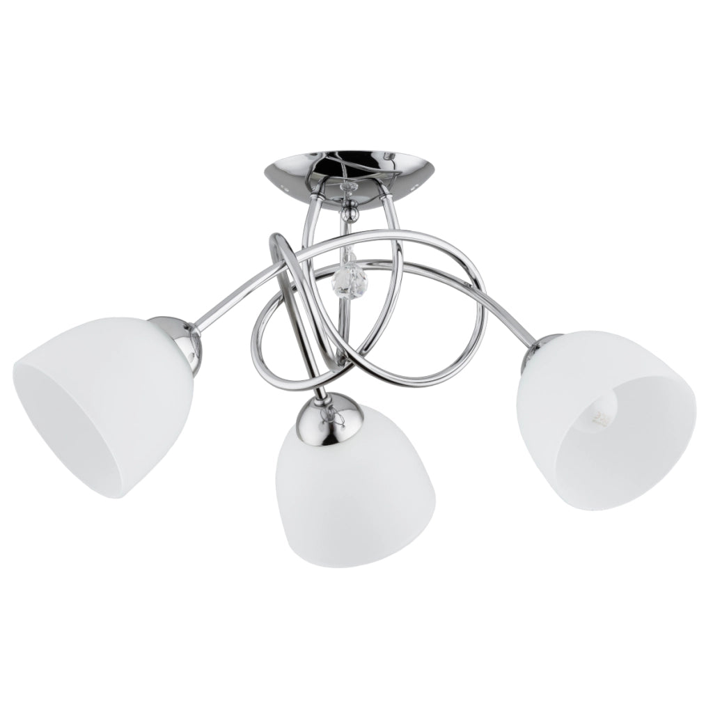 Plafoniera Alfa Modena cromo bianco vetro 3xE27 cristallo