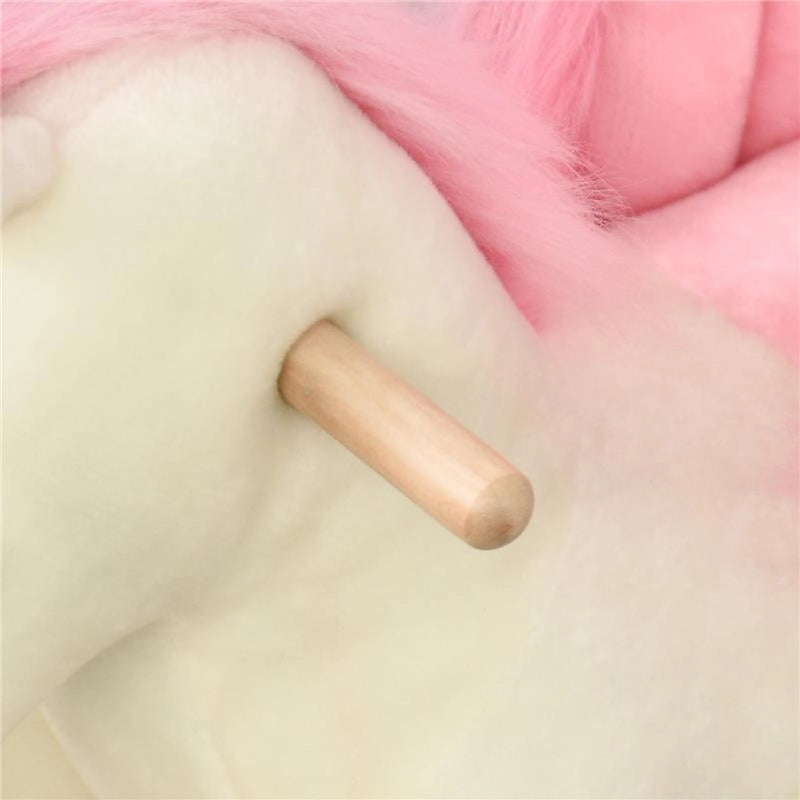 CAVALLO A DONDOLO PER BAMBINI 18-36 MESI CON  STRUTTURA IN LEGNO BIANCO E ROSA