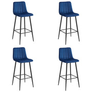 Set di 4 sgabelli bar Pozza in velluto blu e gambe nere