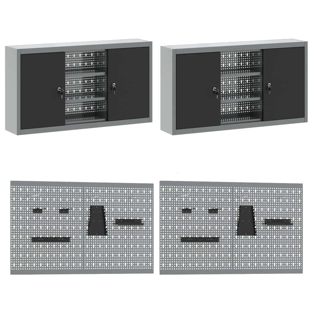 Mobile da lavoro 10 pcs Nero Legno ingegnerizzato e acciaio 3321484