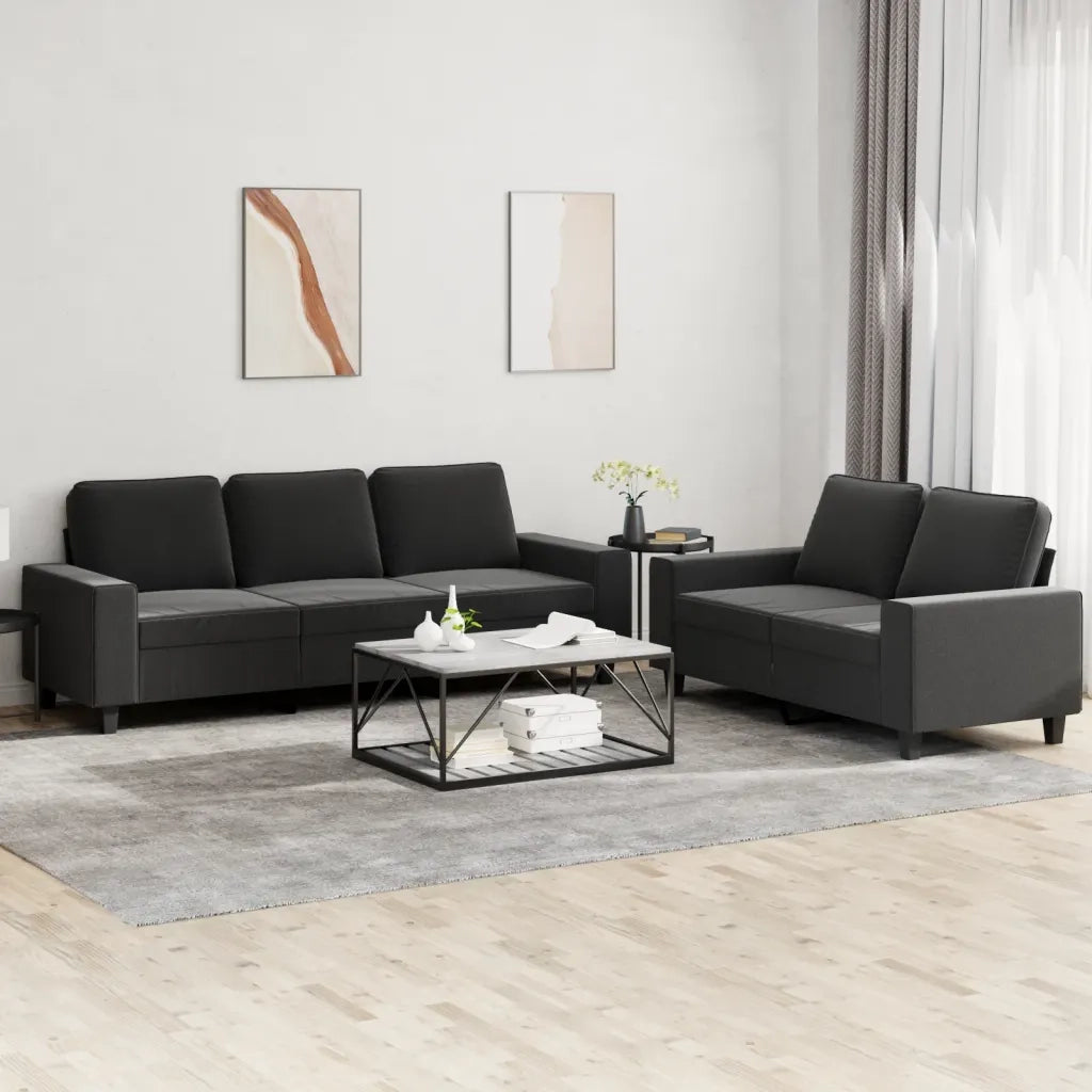 Set di Divani 2 pz Nero in Tessuto 3201902