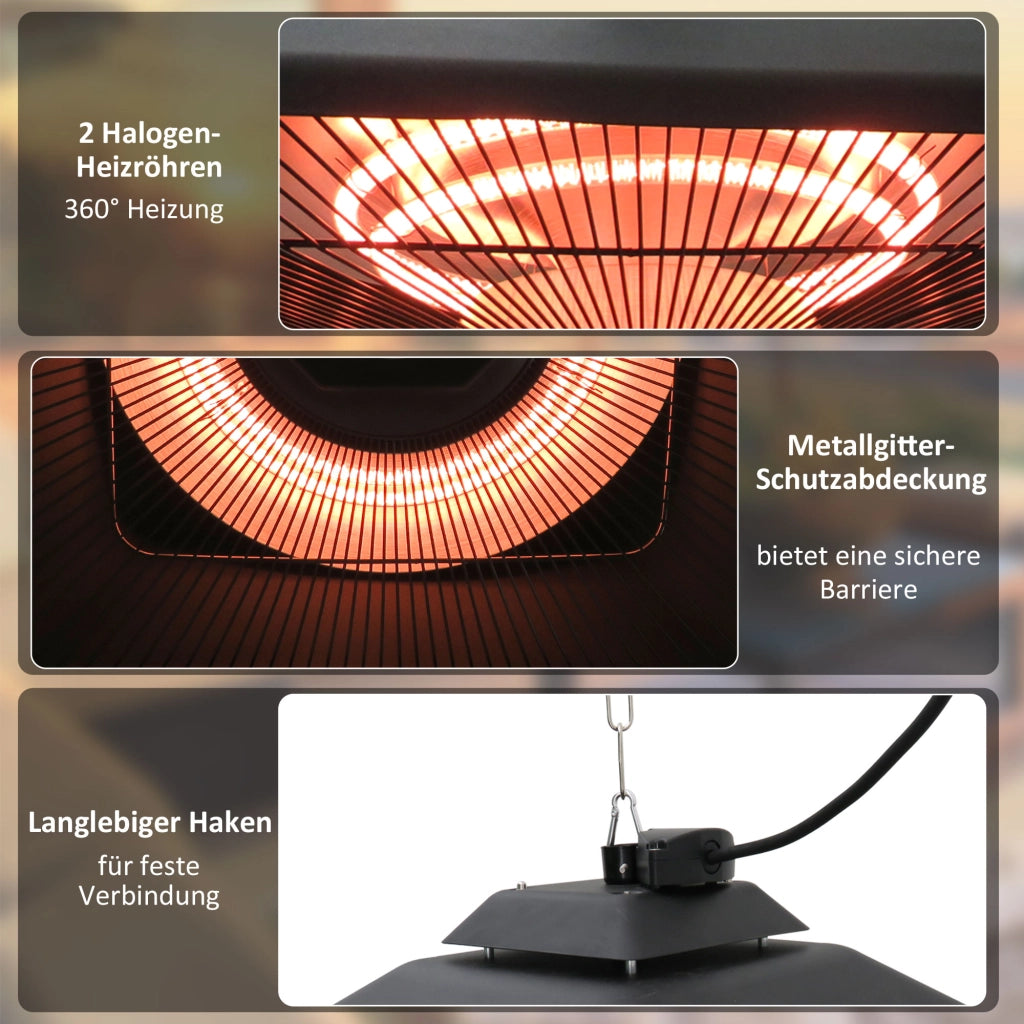 Stufa a infrarossi 2000W ¨C Xylo ¨C con telecomando, 2 livelli, display LED, nero