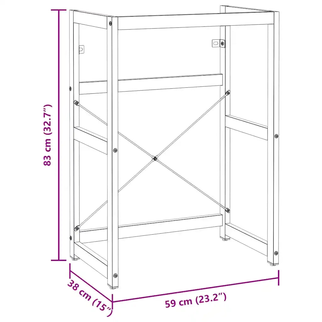 Struttura per Lavabo da Bagno Bianca 59x38x83 cm in Ferro 338497