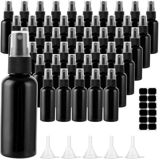 Spuitfles 60 ml - 60 Stuks - Lege Kunststof - Herbruikbaar - Parfumverstuiver - Reisfles - Inclusivo 5 Trechters - Verstuiver
