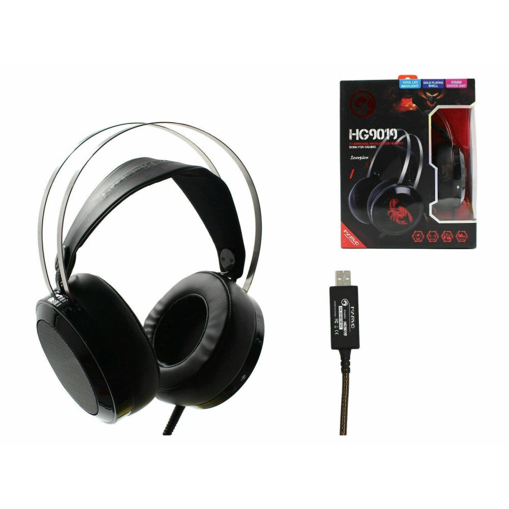 Trade Shop - Marvo Hg9019 Cuffie Gaming Scorpion Usb Auricolare Con Microfono Pc Ps4 Xbox Cuffia -