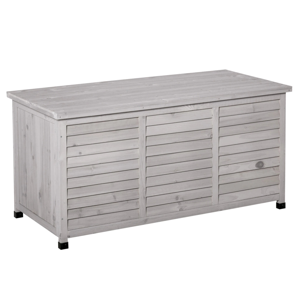 Mobile contenitore da giardino con coperchio apribile e piedini antiscivolo, per esterni, grigio chiaro 127 × 56 × 60 cm