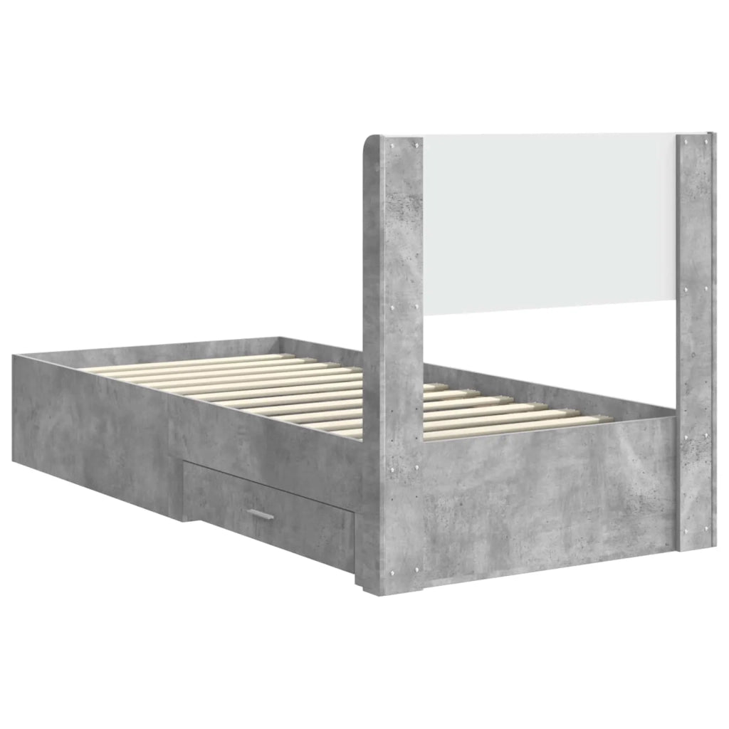 Struttura del letto con stoccaggio e testata-Giroletto con contenitore Grigio Cemento 948750