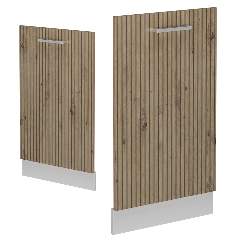 Pannello frontale della lavastoviglie R-Line Rovere artigianale/Bianco 45 cm, PL Marmo Vicco