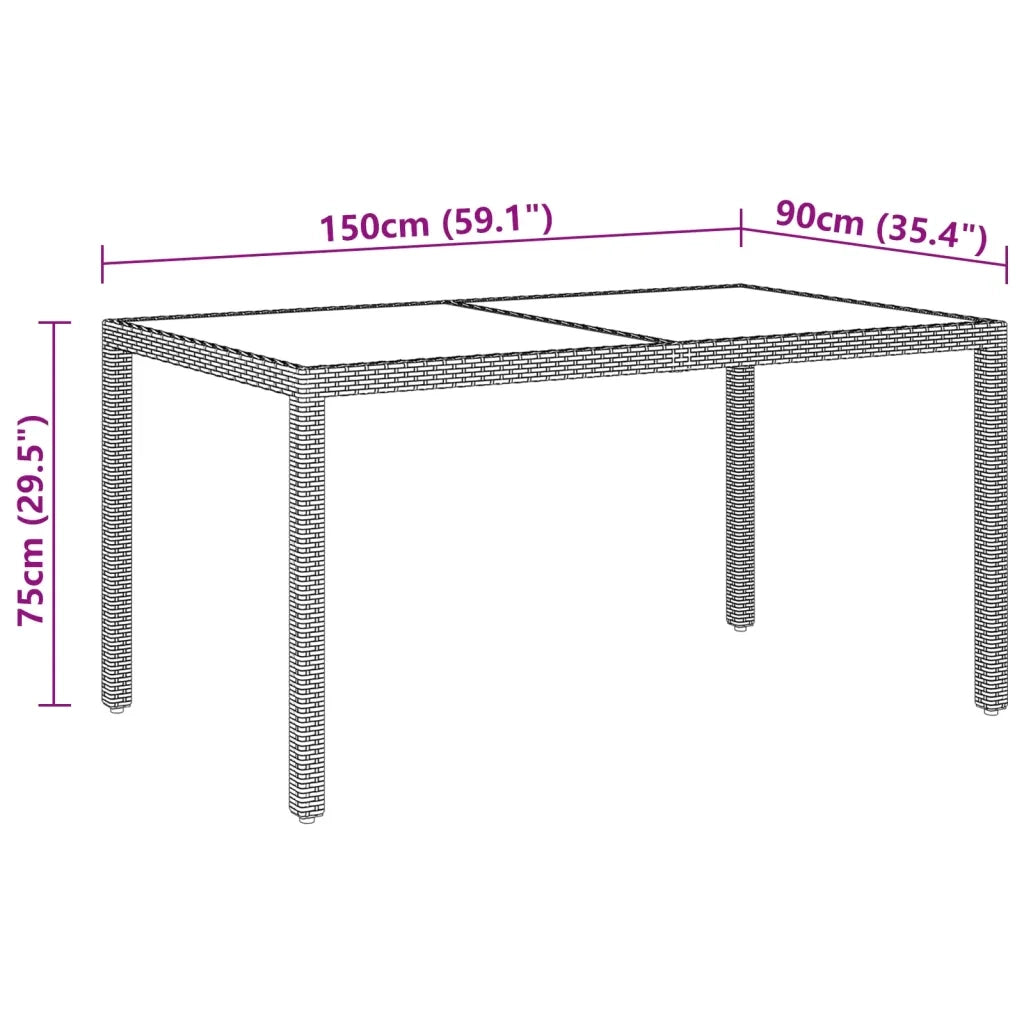 Set da Pranzo Giardino 7 pz Polyrattan e Vetro Temperato Beige 3058430