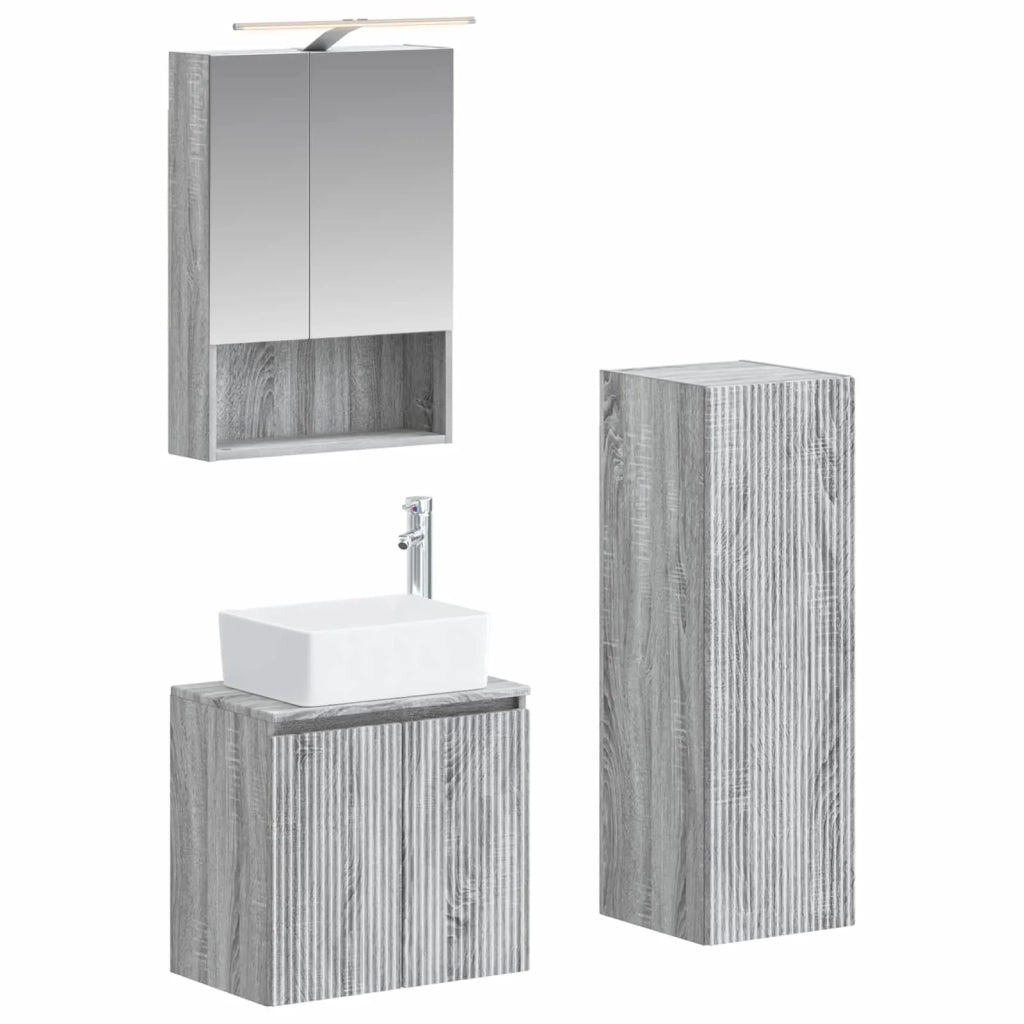 Set di mobili per il bagno 4 pcs Sonoma grigio 3407444