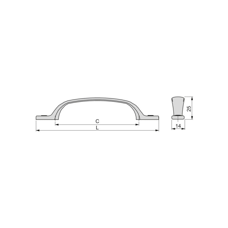 Maniglia per mobili Orlando, L252mm, interasse 192mm, Acciaio, Nichel satinato
