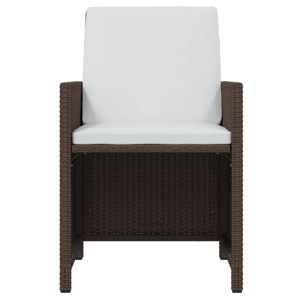 Set da Pranzo per Giardino 9 pz con Cuscini Polyrattan Marrone cod mxl 38858