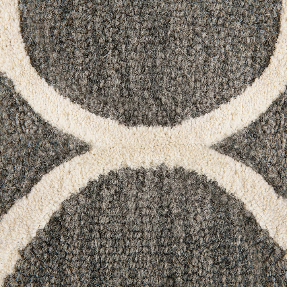 Tappeto Grigio Lana 140 x 200 cm Traliccio Quadrifoglio Trapuntato a Mano Orientale Trifoglio Marocchino
