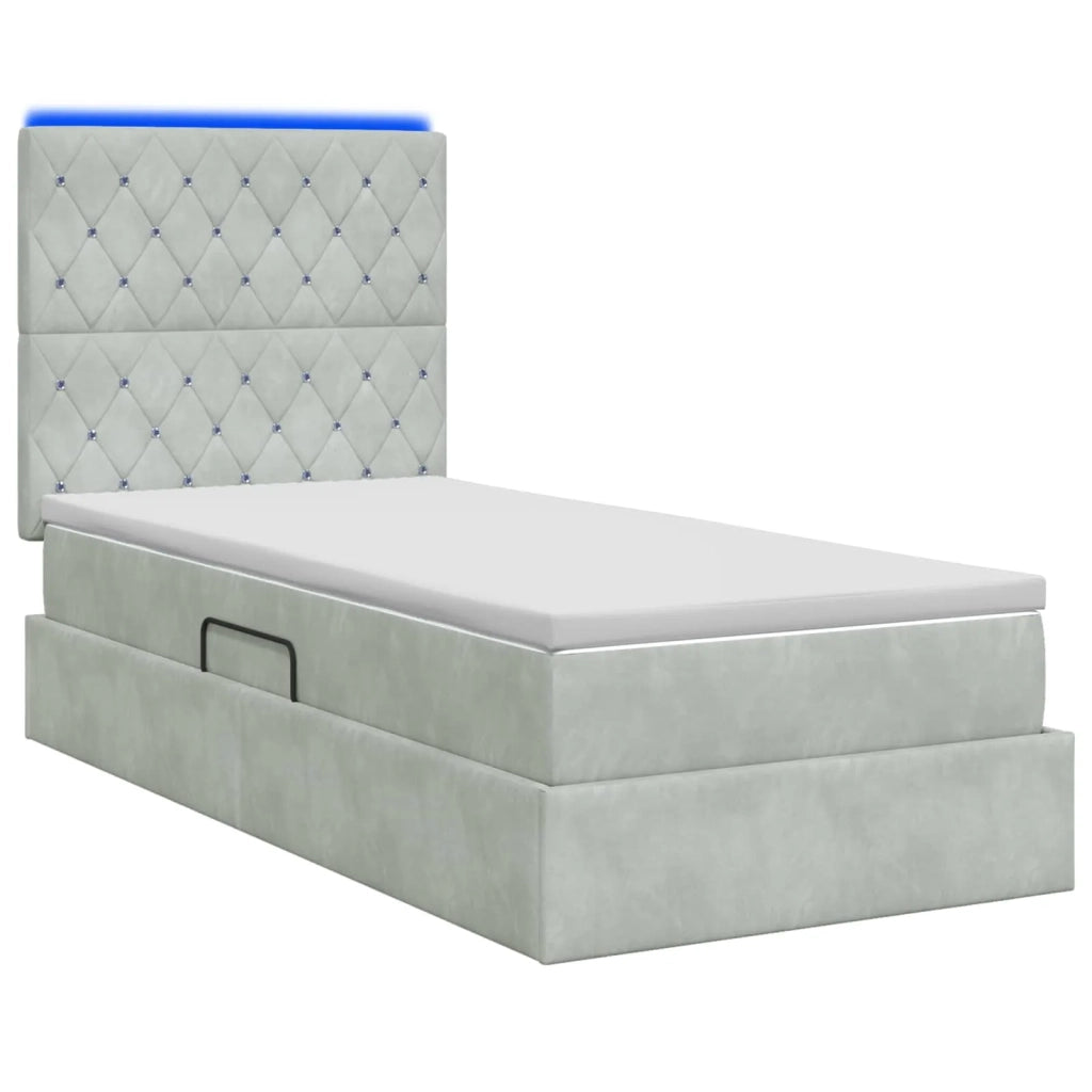 Letto con contenitore LED e materasso Grigio Chiaro 90 x 200 cm 3460044