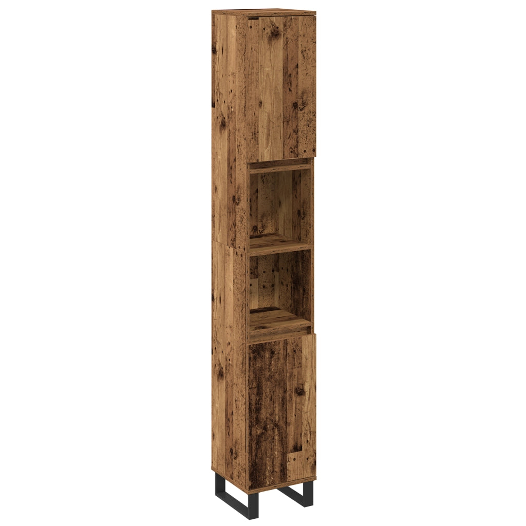 Set di Mobili Bagno 3 Pezzi Legno Vecchio Legno Ingegnerizzato