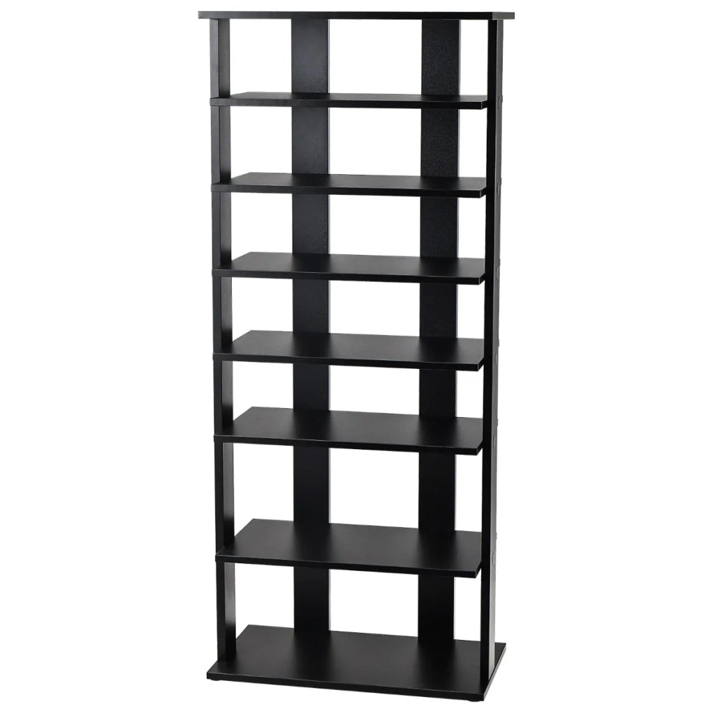 Scarpiera verticale a 7 ripiani e doppia fila 47 x 25,5 x 110 cm con ripiani estraibili stile moderno legno nero 20_0018633