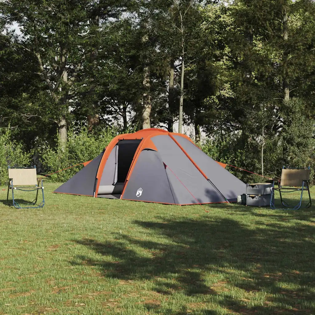 vidaXL Tenda Grigio e Arancione e Nero 510 x 240 x 156 cm Poliestere