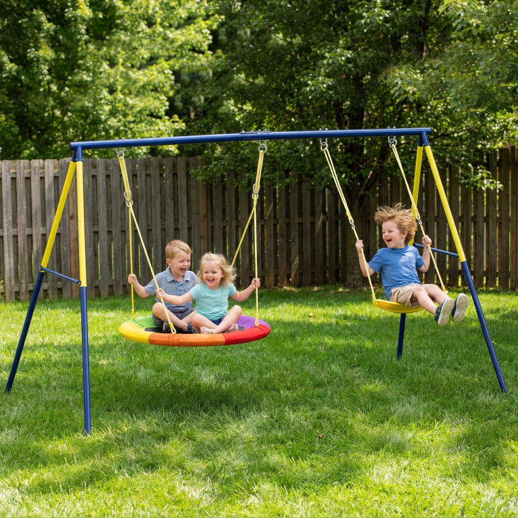 Altalena per bambini con doppia seduta ¨C zephmum ¨C acciaio, multicolore