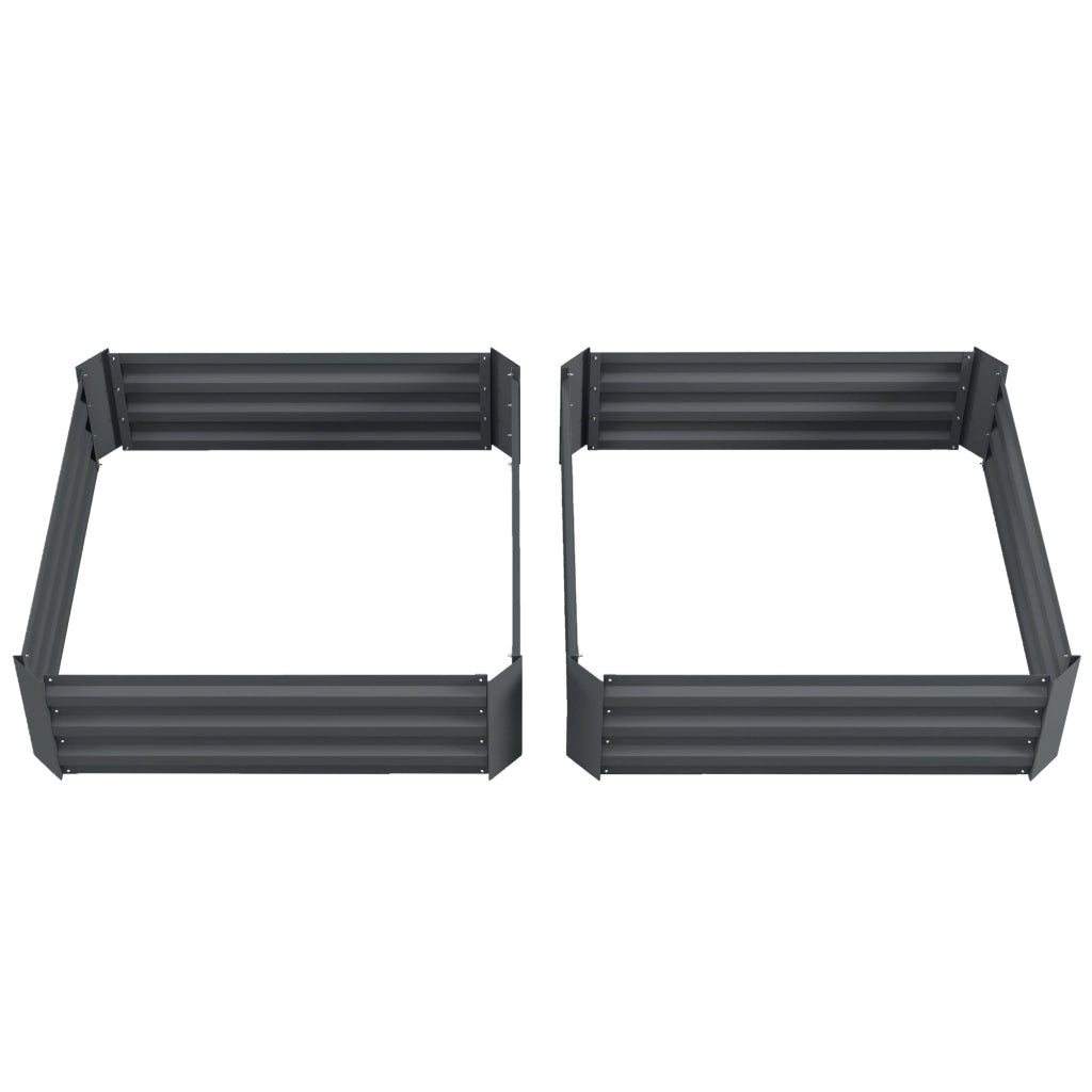 Set Piantatori per Giardino e Terrazza ¨C zephmum ¨C Acciaio Zincato, Grigio Scuro, 100x100x30 cm