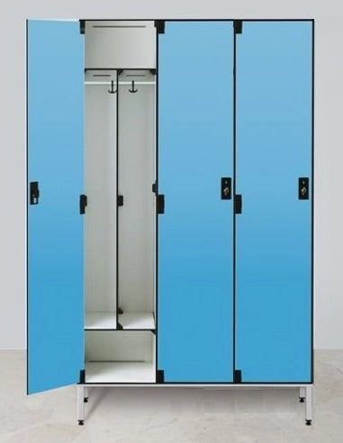 Armadio per spogliatoio in laminato stratificato HPL con tramezza sporco/pulito a 3 posti cm. 120x50x200h