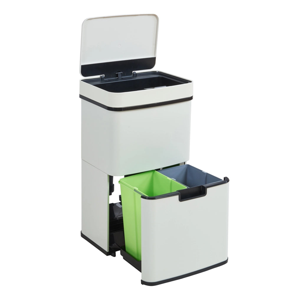 Pattumiera Automatica Venna con Sensore a 3 Scomparti Capacità 62 L - Beige [en.casa]
