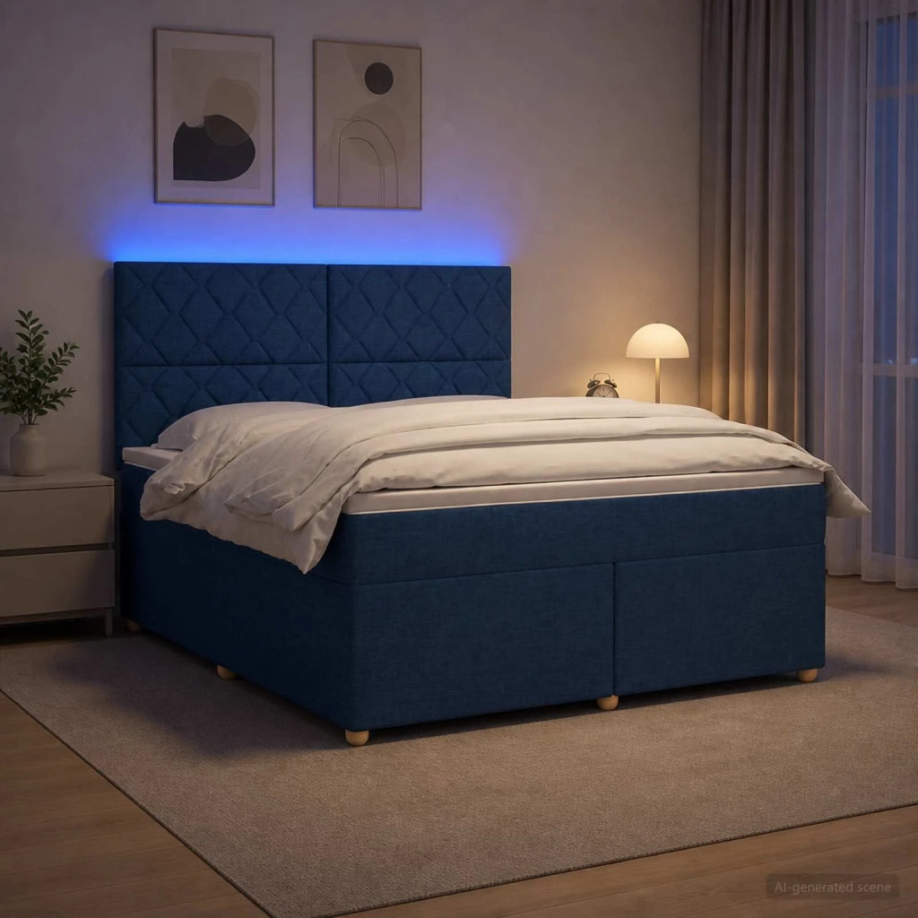 Letto box spring con materasso Blu 180 x 200 cm Tessuto 3455419