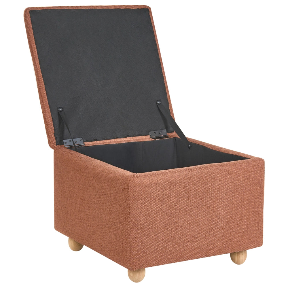 Pouf contenitore Marrone dorato Tessuto Finitura idrorepellente Poggiapiedi imbottito con contenitore Seduta per ingresso